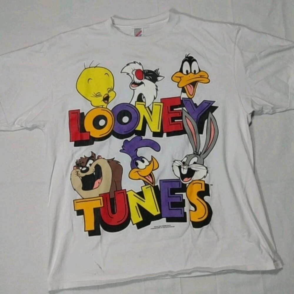 Vtg Looney Tunes Graphic Tee 1993 Mens XXL T-shirt Jerzees READ Tazz Bugs Bunny